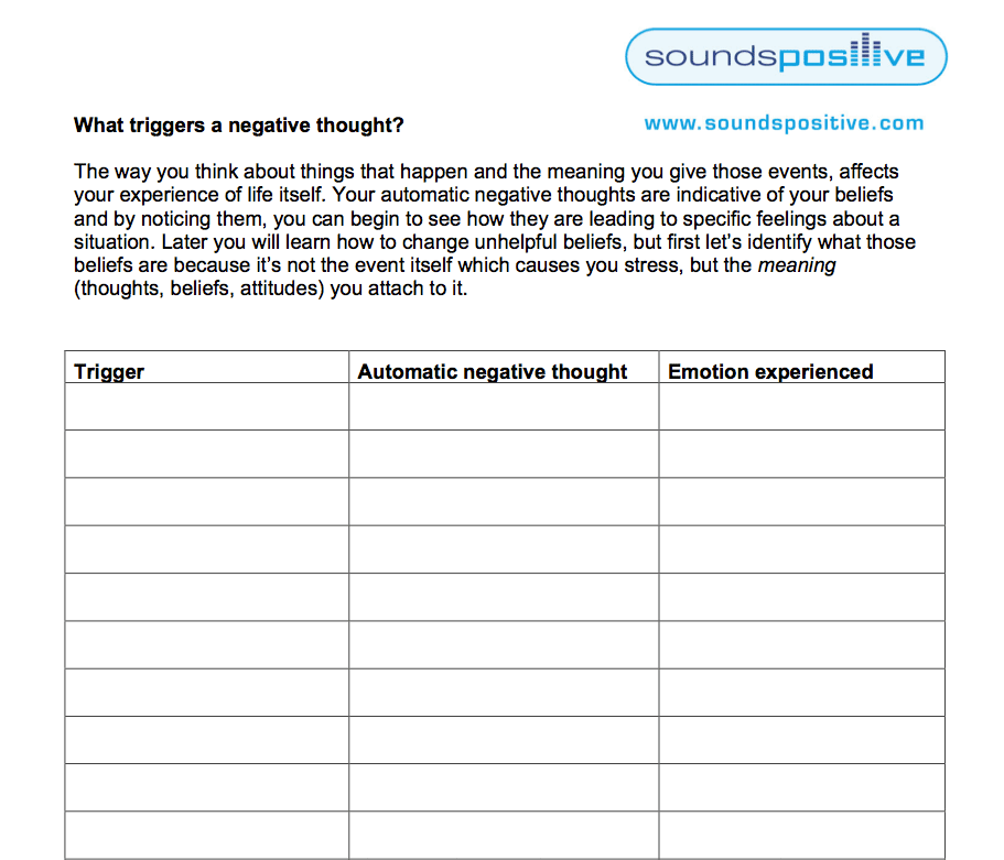 Sounds Positive - What Triggers a Negative Thought? Sounds Positive - What Triggers a Negative Thought?